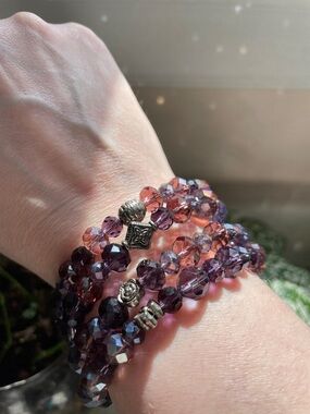 Shimmering Purple facted bead wrap bracelet gothic renfest